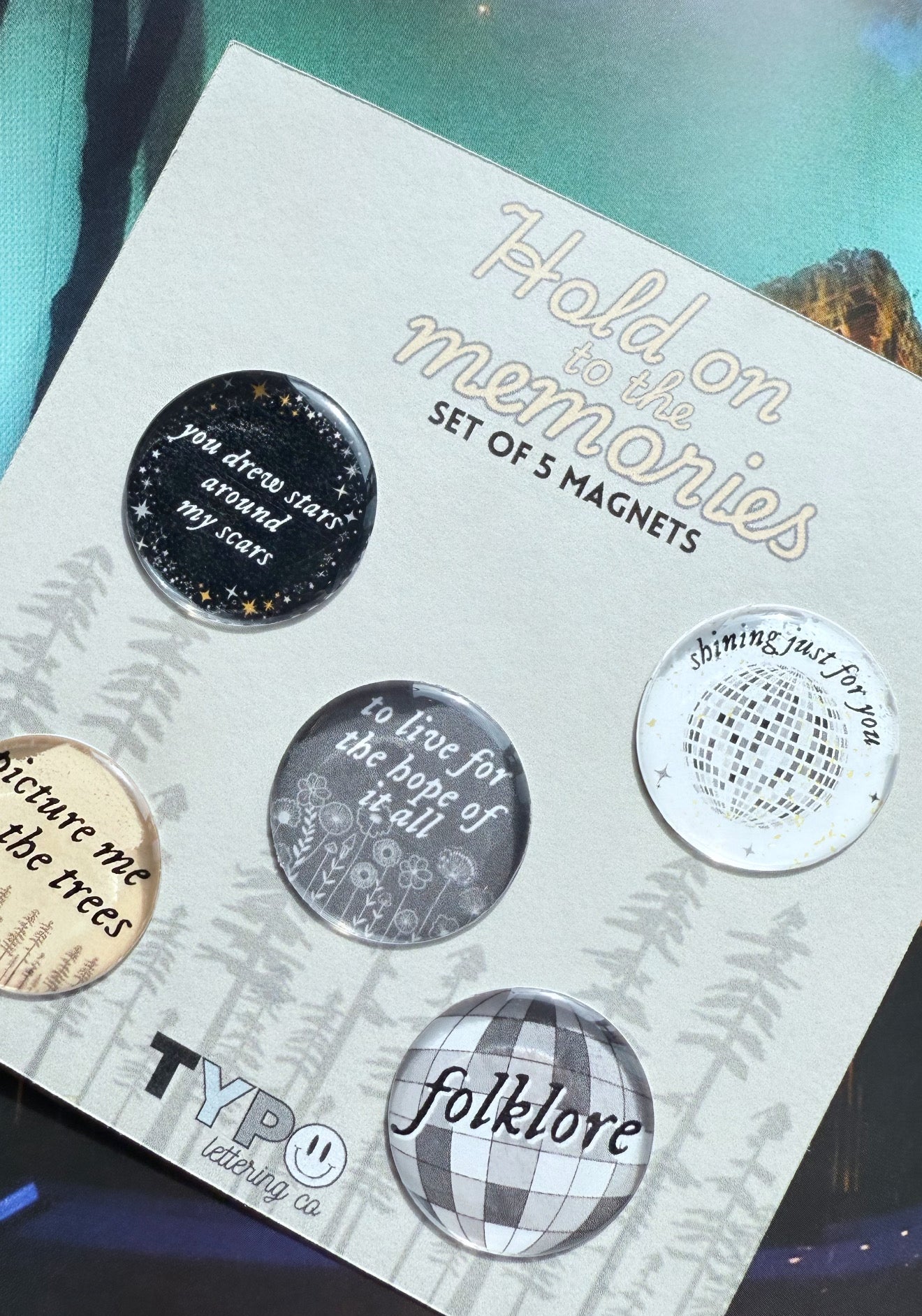Taylor Swift Inspired Folklore 5 pack of magnets