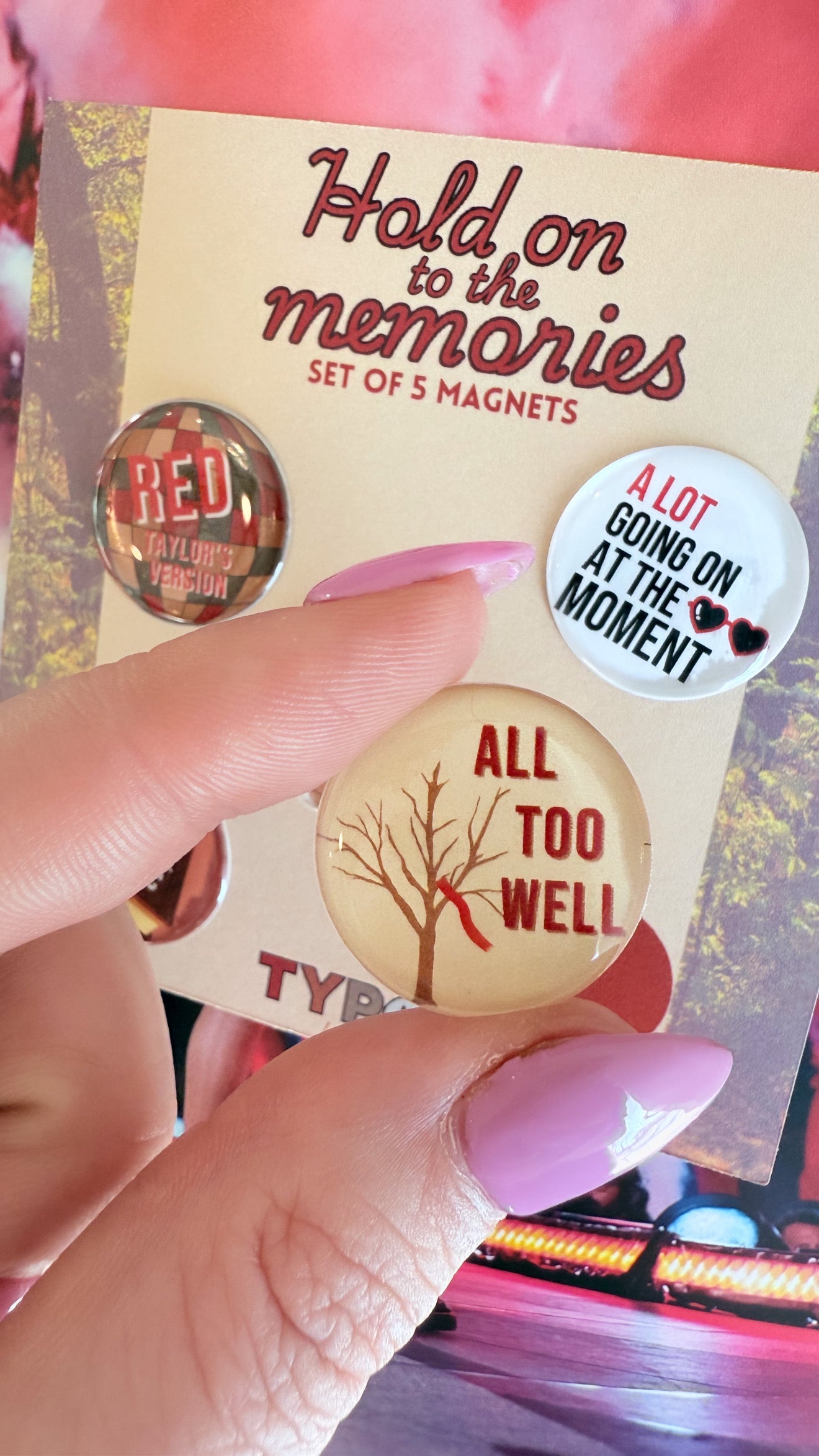Taylor Swift inspired Red 5 pack magnet set
