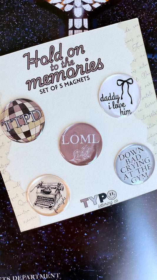 Taylor Swift Inspired TTPD 5 pack magnet set