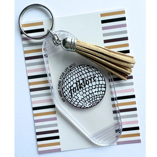 Folklore disco acrylic keychain w/tassel