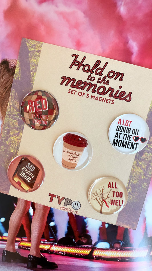 Taylor Swift inspired Red 5 pack magnet set