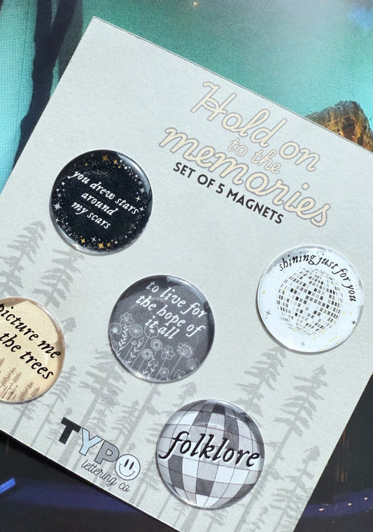 Taylor Swift Inspired Folklore 5 pack of magnets
