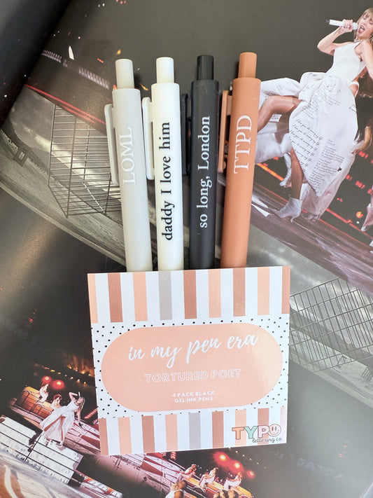 In my Pen Era-set of 4 black gel ink pens-multiple styles available