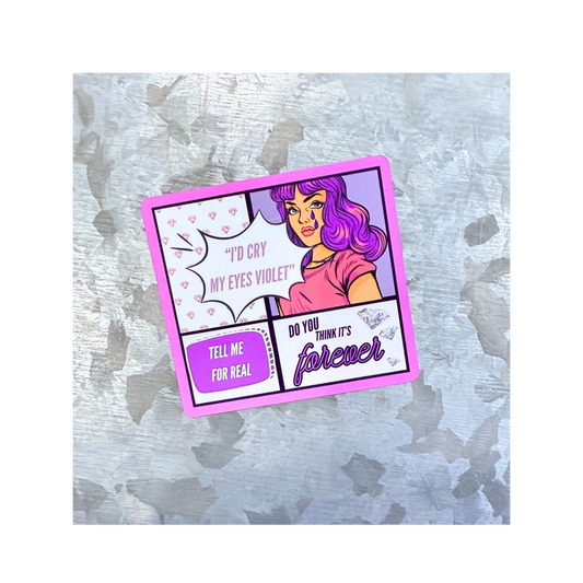 Cry my eyes violet waterproof comic style sticker|TS12